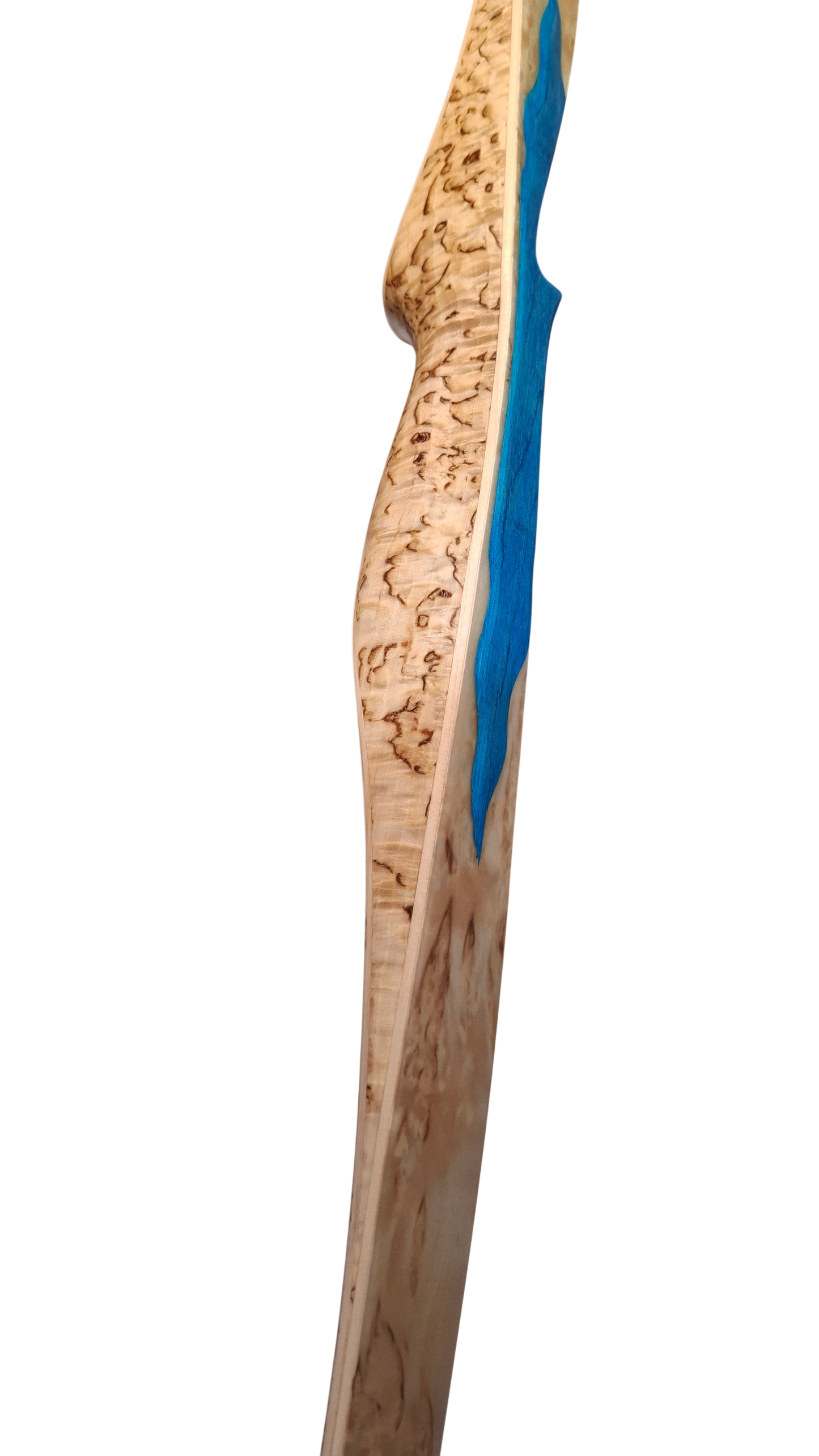Falco Trophy Longbow (Curly Birch w/blue flame overlay)