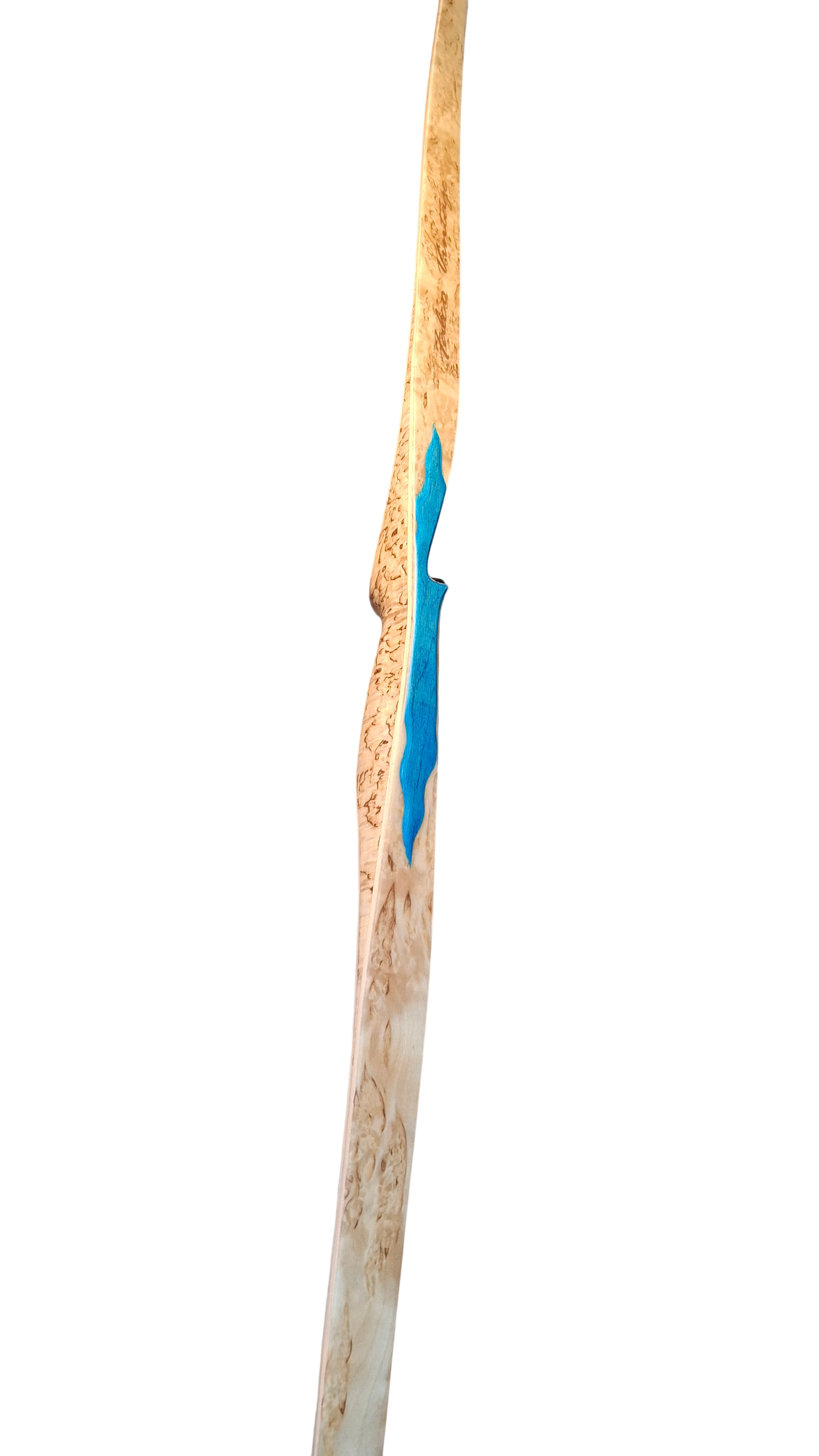 Falco Trophy Longbow (Curly Birch w/blue flame overlay)