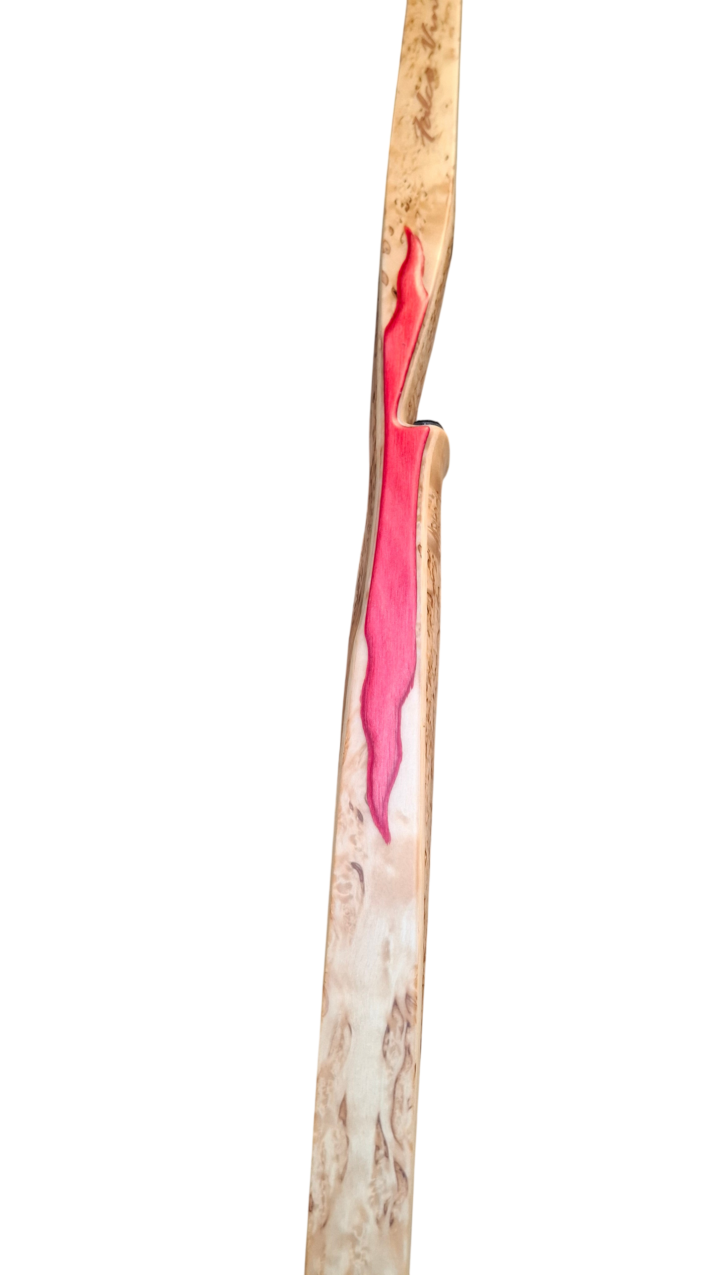Falco Trophy Longbow (Curly Birch w/red flame overlay)