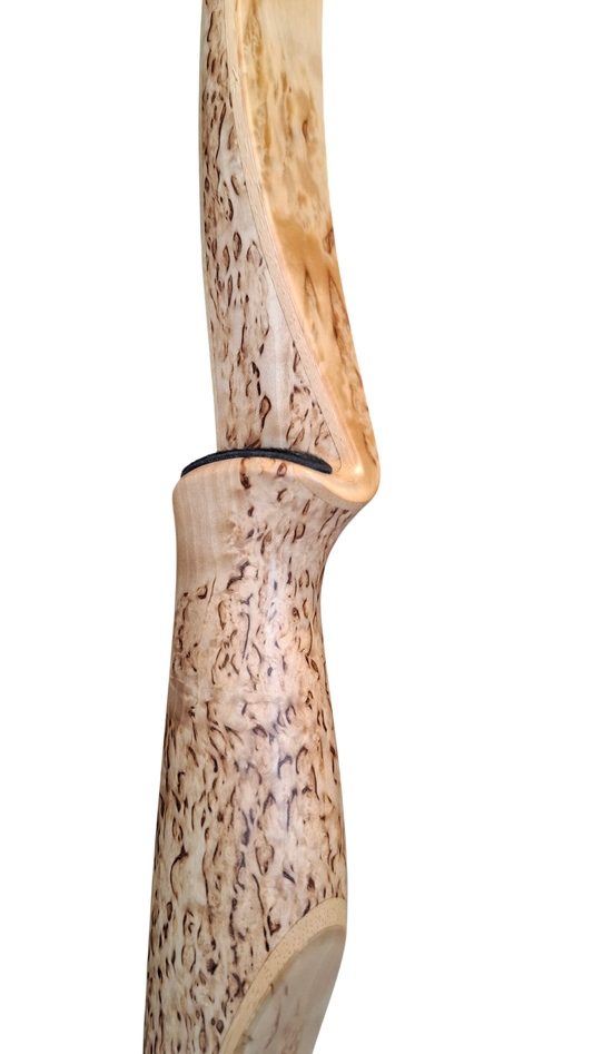 Falco Trophy Longbow (Curly Birch w/red flame overlay)